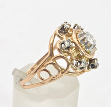 Cargar imagen en el visor de la galería, Vintage: 18ct  Gold Brilliant  &amp; Round Cut Natural Diamonds Cluster Ring
