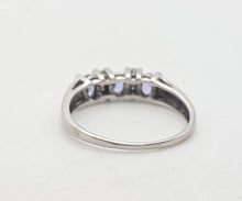 Load image into Gallery viewer, Vintage: 18ct White Gold Violet Blue Tanzanites Natural Diamonds Half-Hoop Ring
