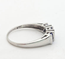 Load image into Gallery viewer, Vintage: 18ct White Gold Violet Blue Tanzanites Natural Diamonds Half-Hoop Ring
