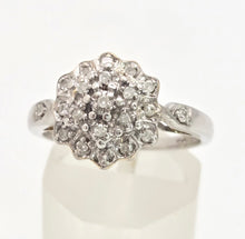 Load image into Gallery viewer, Vintage; 9ct White Gold 21 Natural Diamonds Geometric Set Ring
