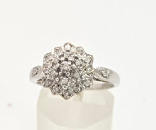 Load image into Gallery viewer, Vintage; 9ct White Gold 21 Natural Diamonds Geometric Set Ring
