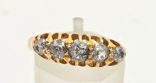 Cargar imagen en el visor de la galería, Antique Edwardian: 18ct Gold 5 Natural Diamonds Boat Ring- Over 100 years old
