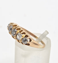 Cargar imagen en el visor de la galería, Antique Edwardian: 18ct Gold 5 Natural Diamonds Boat Ring- Over 100 years old
