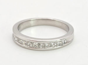 1988 Vintage: 18ct White Gold 12 Princess Cut Natural Sparkling Diamonds Half-Eternity/Stacker Ring