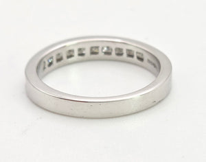 1988 Vintage: 18ct White Gold 12 Princess Cut Natural Sparkling Diamonds Half-Eternity/Stacker Ring