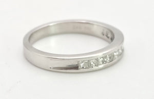 1988 Vintage: 18ct White Gold 12 Princess Cut Natural Sparkling Diamonds Half-Eternity/Stacker Ring