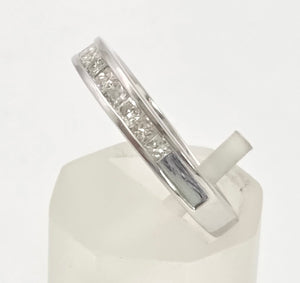 1988 Vintage: 18ct White Gold 12 Princess Cut Natural Sparkling Diamonds Half-Eternity/Stacker Ring