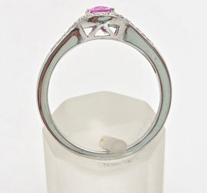 Vintage: 18ct White Gold Pink Sapphire 36 Sparkling Natural Diamonds Dress Ring