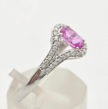 Load image into Gallery viewer, Vintage: 18ct White Gold Pink Sapphire 36 Sparkling Natural Diamonds Dress Ring

