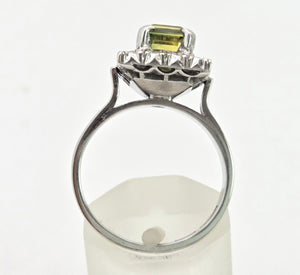 Vintage: 18ct White Gold Yellow Sapphire {3.15ct) Diamonds Cocktail Ring- Platinum Set