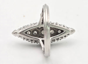 Vintage: 18ct White Gold Art Deco 12 Natural Diamonds {0.61ct} Navette Set  Ring