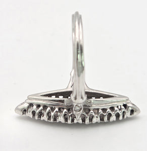 Vintage: 18ct White Gold Art Deco 12 Natural Diamonds {0.61ct} Navette Set  Ring