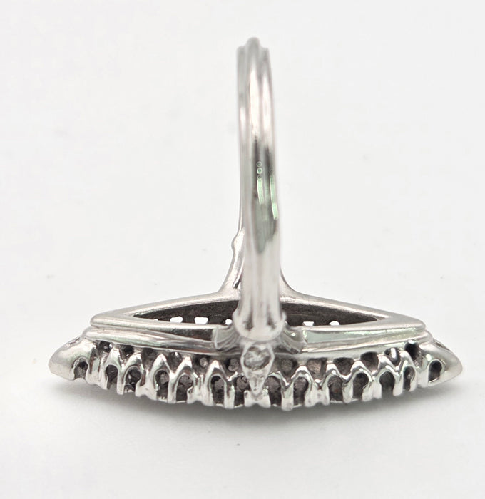 Vintage: 18ct White Gold Art Deco 12 Natural Diamonds {0.61ct} Navette Set  Ring