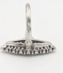 Vintage: 18ct White Gold Art Deco 12 Natural Diamonds {0.61ct} Navette Set  Ring
