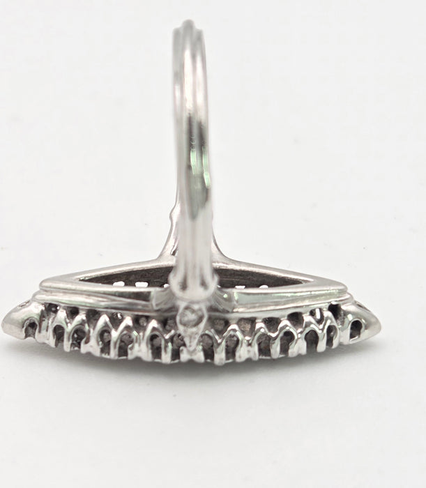 Vintage: 18ct White Gold Art Deco 12 Natural Diamonds {0.61ct} Navette Set  Ring