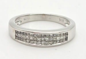 2031: Vintage: 18ct White Gold 48 Natural Diamonds Stacker/Half-Eternity Ring