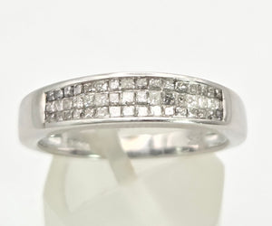 2031: Vintage: 18ct White Gold 48 Natural Diamonds Stacker/Half-Eternity Ring