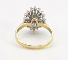 Load image into Gallery viewer, 2032: Vintage: 18ct Gold Emerald Diamonds Openwork Marquise Cluster Ring
