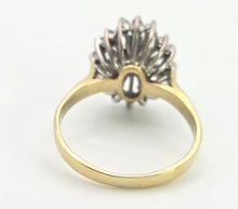Load image into Gallery viewer, 2032: Vintage: 18ct Gold Emerald Diamonds Openwork Marquise Cluster Ring
