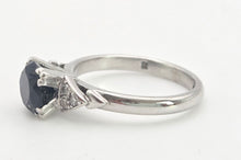 Load image into Gallery viewer, 2073: Vintage: 14ct White Gold French Blue Sapphire 6 Diamonds Trefoil Set Ring
