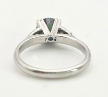 Load image into Gallery viewer, 2073: Vintage: 14ct White Gold French Blue Sapphire 6 Diamonds Trefoil Set Ring
