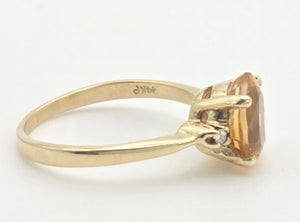 Vintage: 18ct Gold Vibrant Orange Citrine Diamonds Dress Ring