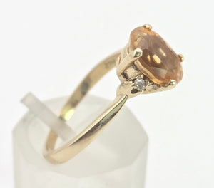 Vintage: 18ct Gold Vibrant Orange Citrine Diamonds Dress Ring