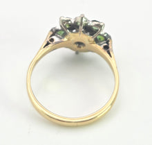 Load image into Gallery viewer, 2102:   Vintage; 18ct Gold Peridots Diamond Flower Head Ring- Sparkling beauty

