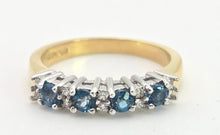 Load image into Gallery viewer, 2207: Vintage: Rare 18ct Gold Blue Zircons Diamonds Half-Eternity/Stacker Ring
