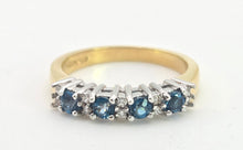Load image into Gallery viewer, 2207: Vintage: Rare 18ct Gold Blue Zircons Diamonds Half-Eternity/Stacker Ring
