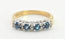 Load image into Gallery viewer, 2207: Vintage: Rare 18ct Gold Blue Zircons Diamonds Half-Eternity/Stacker Ring
