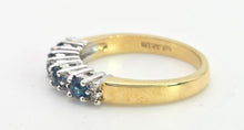 Load image into Gallery viewer, 2207: Vintage: Rare 18ct Gold Blue Zircons Diamonds Half-Eternity/Stacker Ring
