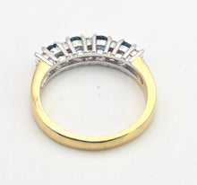 Load image into Gallery viewer, 2207: Vintage: Rare 18ct Gold Blue Zircons Diamonds Half-Eternity/Stacker Ring

