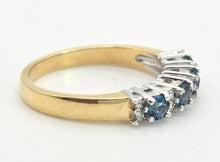 Load image into Gallery viewer, 2207: Vintage: Rare 18ct Gold Blue Zircons Diamonds Half-Eternity/Stacker Ring
