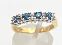 Load image into Gallery viewer, 2207: Vintage: Rare 18ct Gold Blue Zircons Diamonds Half-Eternity/Stacker Ring
