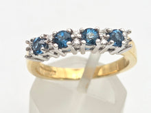 Load image into Gallery viewer, 2207: Vintage: Rare 18ct Gold Blue Zircons Diamonds Half-Eternity/Stacker Ring
