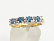 Load image into Gallery viewer, 2207: Vintage: Rare 18ct Gold Blue Zircons Diamonds Half-Eternity/Stacker Ring
