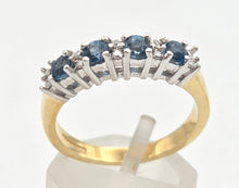 Load image into Gallery viewer, 2207: Vintage: Rare 18ct Gold Blue Zircons Diamonds Half-Eternity/Stacker Ring
