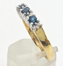 Load image into Gallery viewer, 2207: Vintage: Rare 18ct Gold Blue Zircons Diamonds Half-Eternity/Stacker Ring
