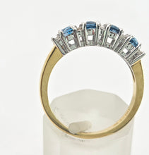 Load image into Gallery viewer, 2207: Vintage: Rare 18ct Gold Blue Zircons Diamonds Half-Eternity/Stacker Ring
