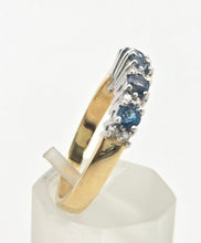 Load image into Gallery viewer, 2207: Vintage: Rare 18ct Gold Blue Zircons Diamonds Half-Eternity/Stacker Ring
