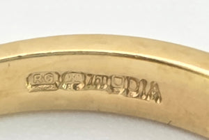 2207: Vintage: Rare 18ct Gold Blue Zircons Diamonds Half-Eternity/Stacker Ring