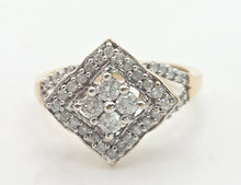 Load image into Gallery viewer, 2311: Vintage 9ct Gold Natural Diamonds Geometric Set Ring

