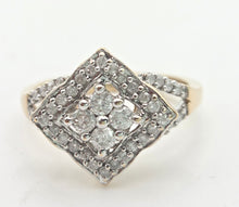 Load image into Gallery viewer, 2311: Vintage 9ct Gold Natural Diamonds Geometric Set Ring
