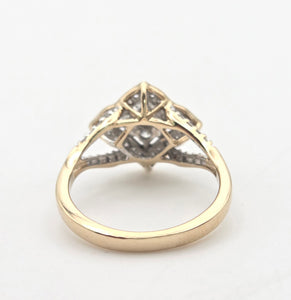 2311: Vintage 9ct Gold Natural Diamonds Geometric Set Ring