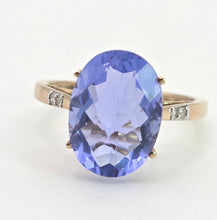Load image into Gallery viewer, Vintage: 9ct Gold Large Fluorite Natural Diamonds Cocktail Ring
