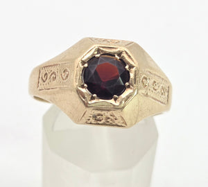 Vintage: Heavy 9ct Gold Red Garnet Signet Ring- From 1972