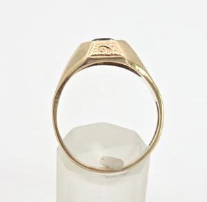 Vintage: Heavy 9ct Gold Red Garnet Signet Ring- From 1972