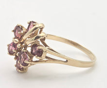 Cargar imagen en el visor de la galería, Vintage Abstract 9ct Gold Rubellites Cluster Ring- Remarkable
