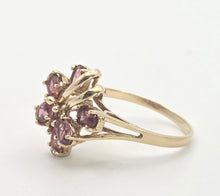 Cargar imagen en el visor de la galería, Vintage Abstract 9ct Gold Rubellites Cluster Ring- Remarkable
